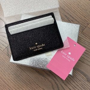 Kate spade black glitter cardholder